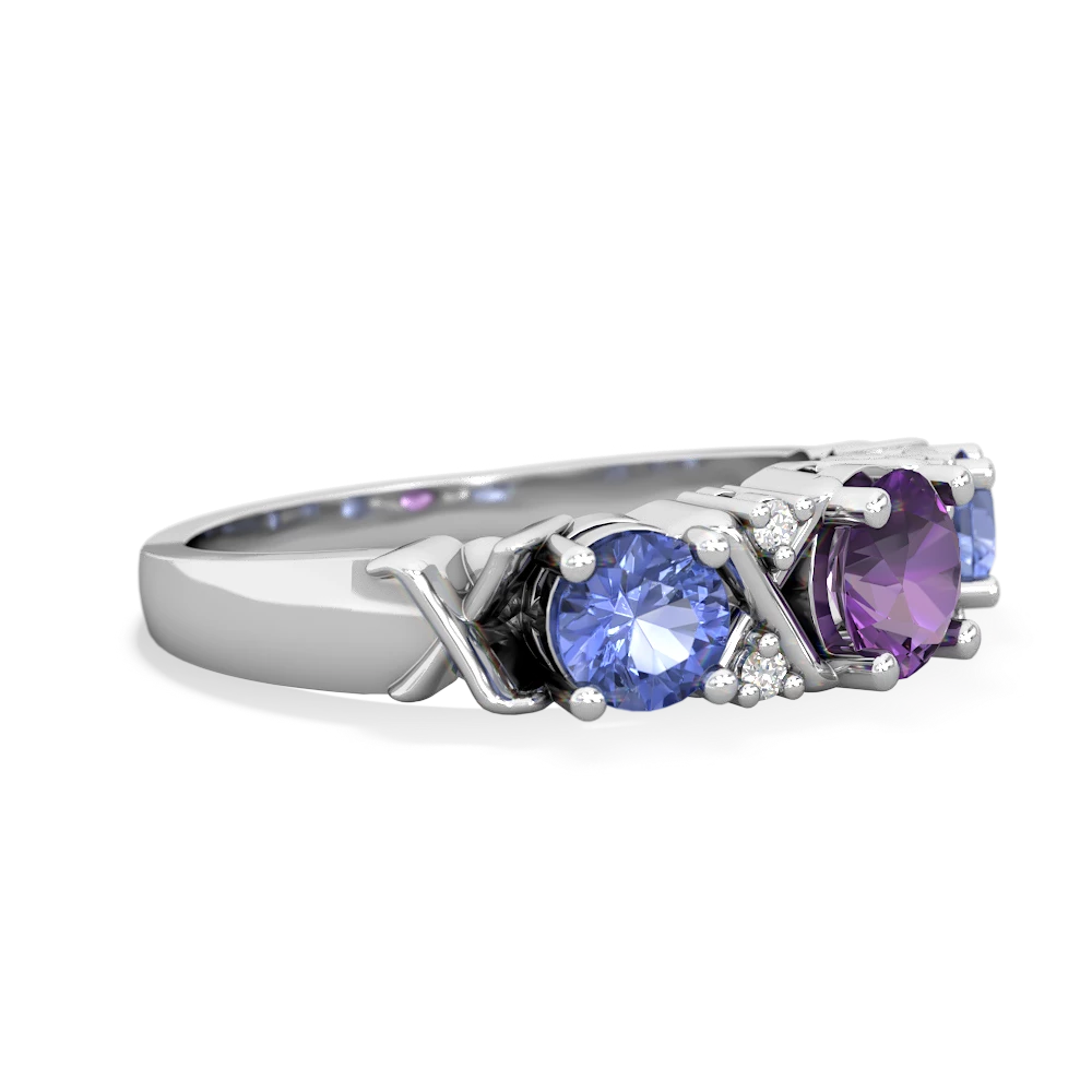 Amethyst Hugs And Kisses 14K White Gold ring R5016