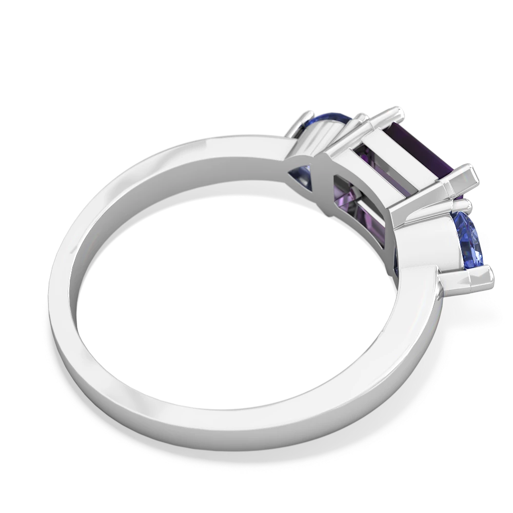 Amethyst Three Stone 14K White Gold ring R5235