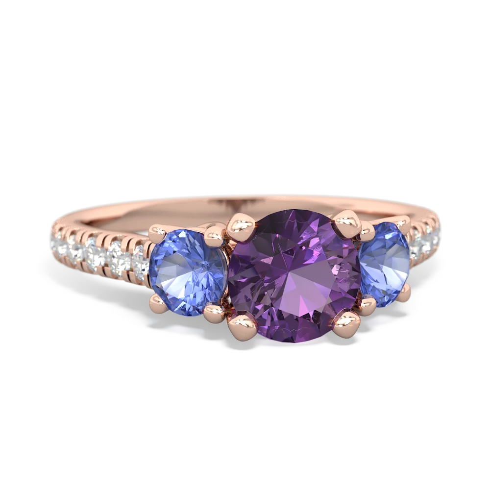 Amethyst Pave Trellis 14K Rose Gold ring R5500