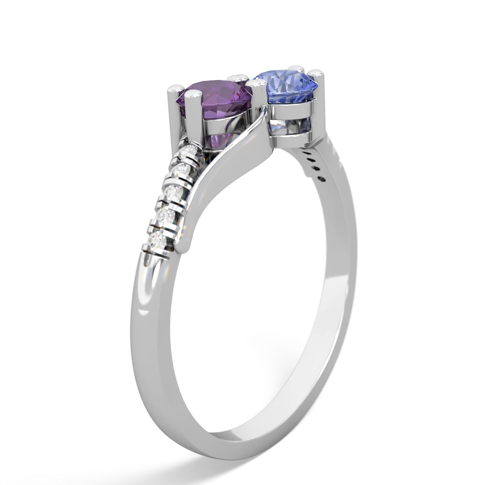 Amethyst Infinity Pave Two Stone 14K White Gold ring R5285