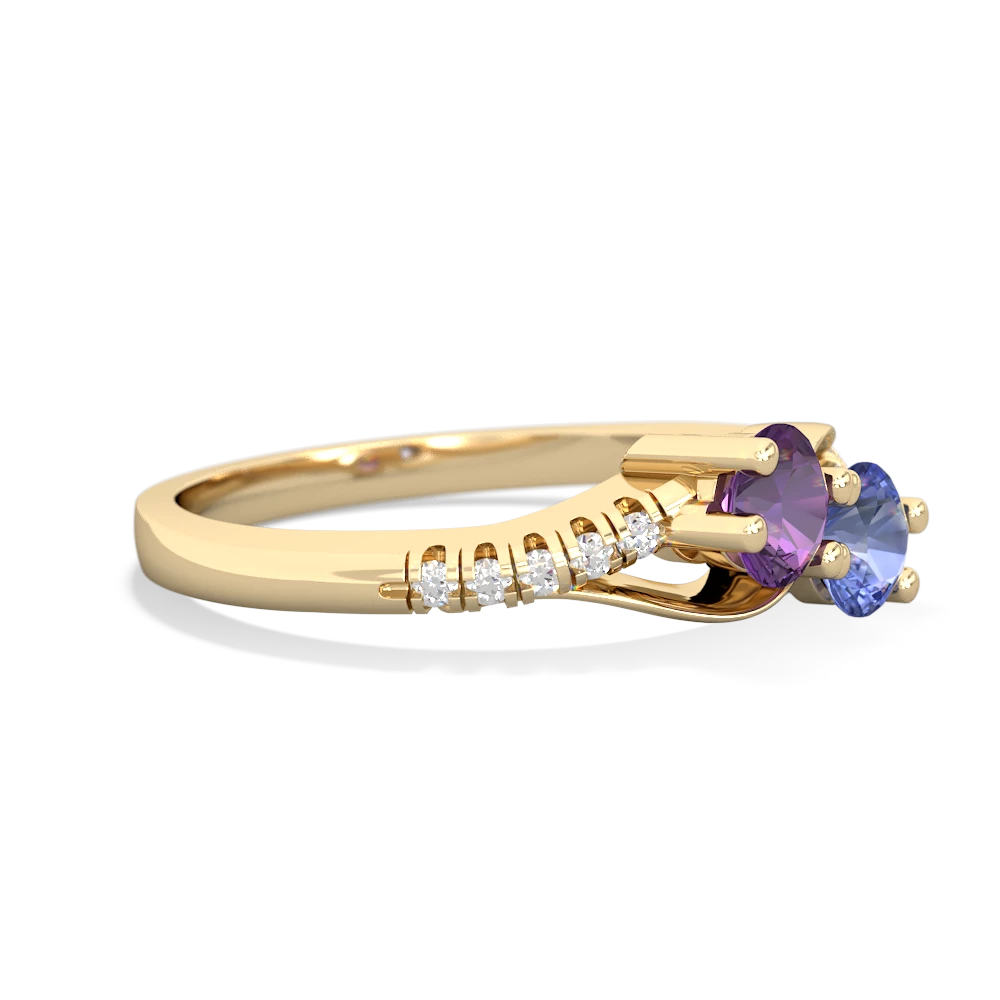 Amethyst Infinity Pave Two Stone 14K Yellow Gold ring R5285