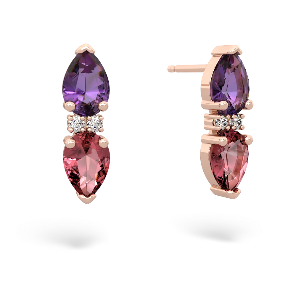 Amethyst Bowtie Drop 14K Rose Gold earrings E0865