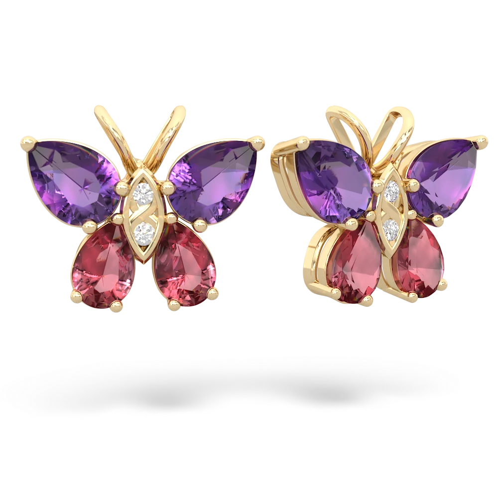 Amethyst Butterfly 14K Yellow Gold earrings E2215