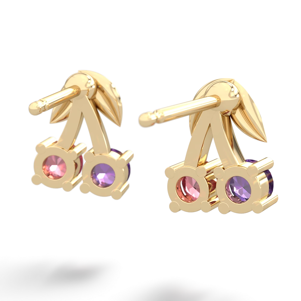 Amethyst Sweet Cherries 14K Yellow Gold earrings E7001