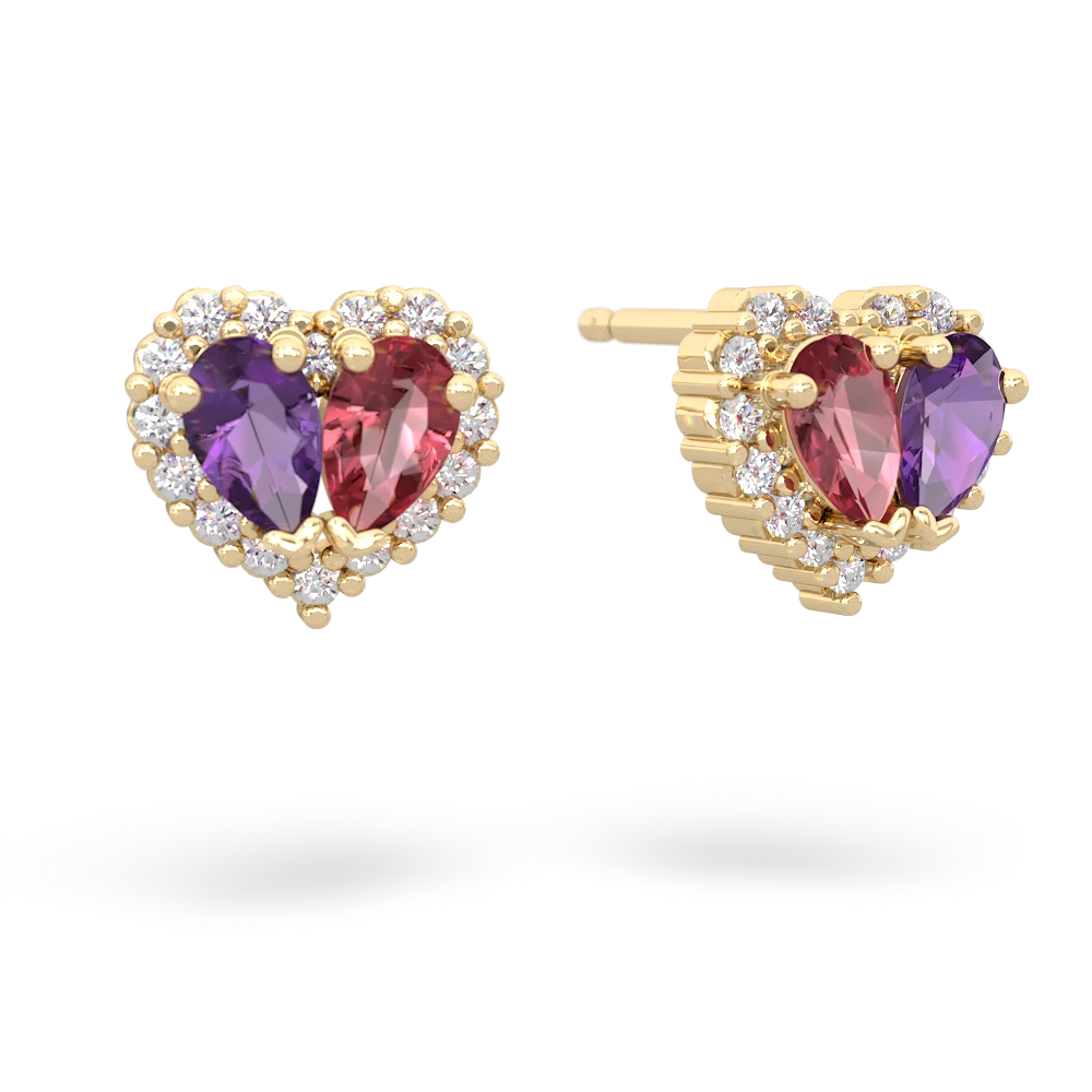 Amethyst Halo 14K Yellow Gold earrings E7008