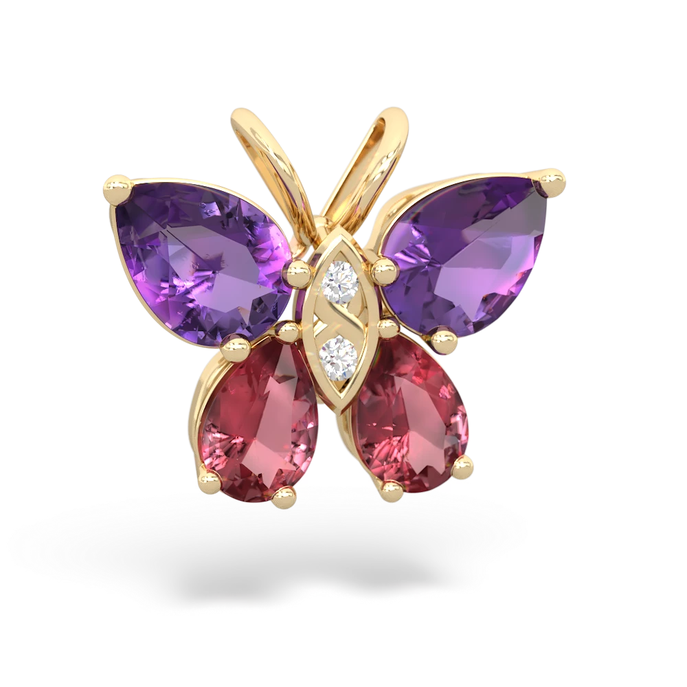 Amethyst Butterfly 14K Yellow Gold pendant P2215