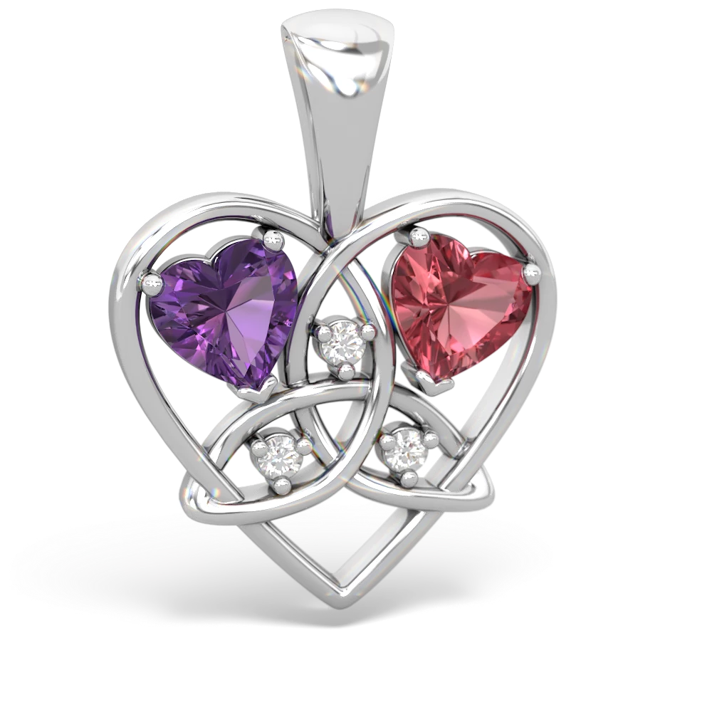 Amethyst Celtic Trinity Heart 14K White Gold pendant P5331