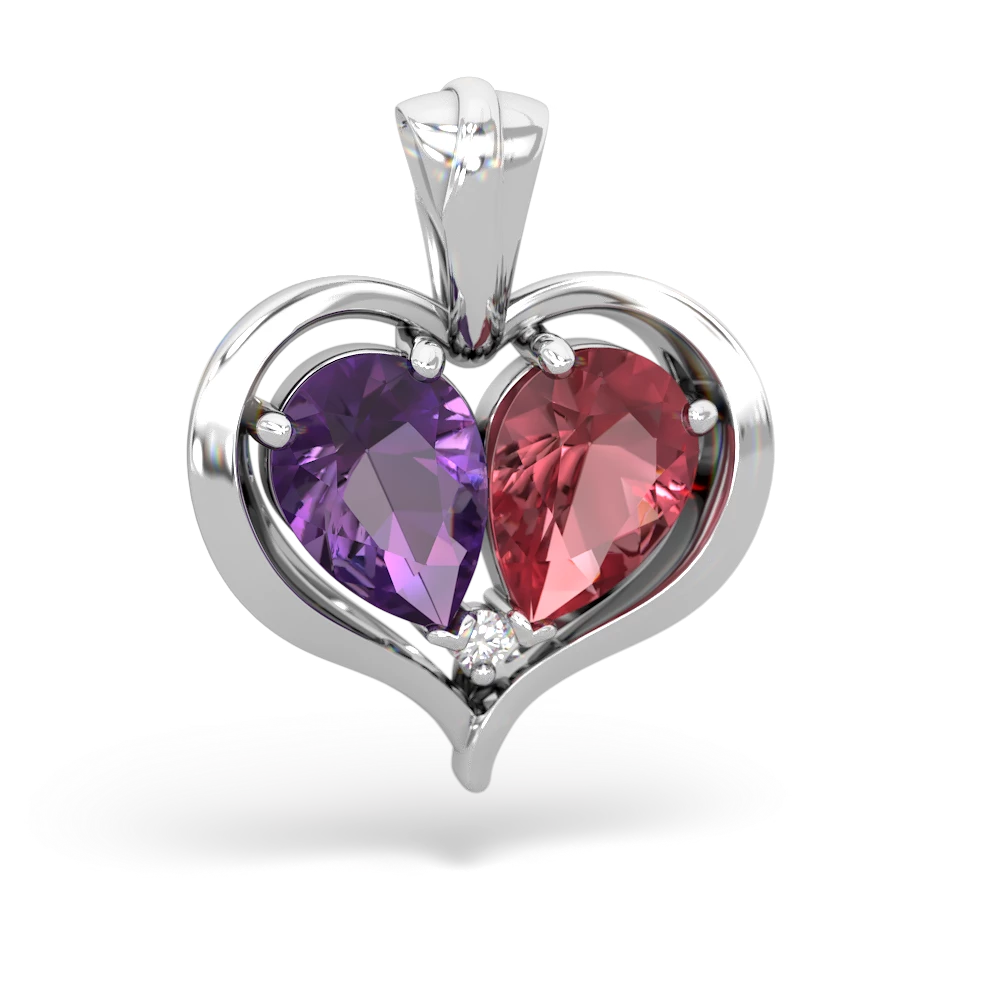 Amethyst Two Become One 14K White Gold pendant P5330