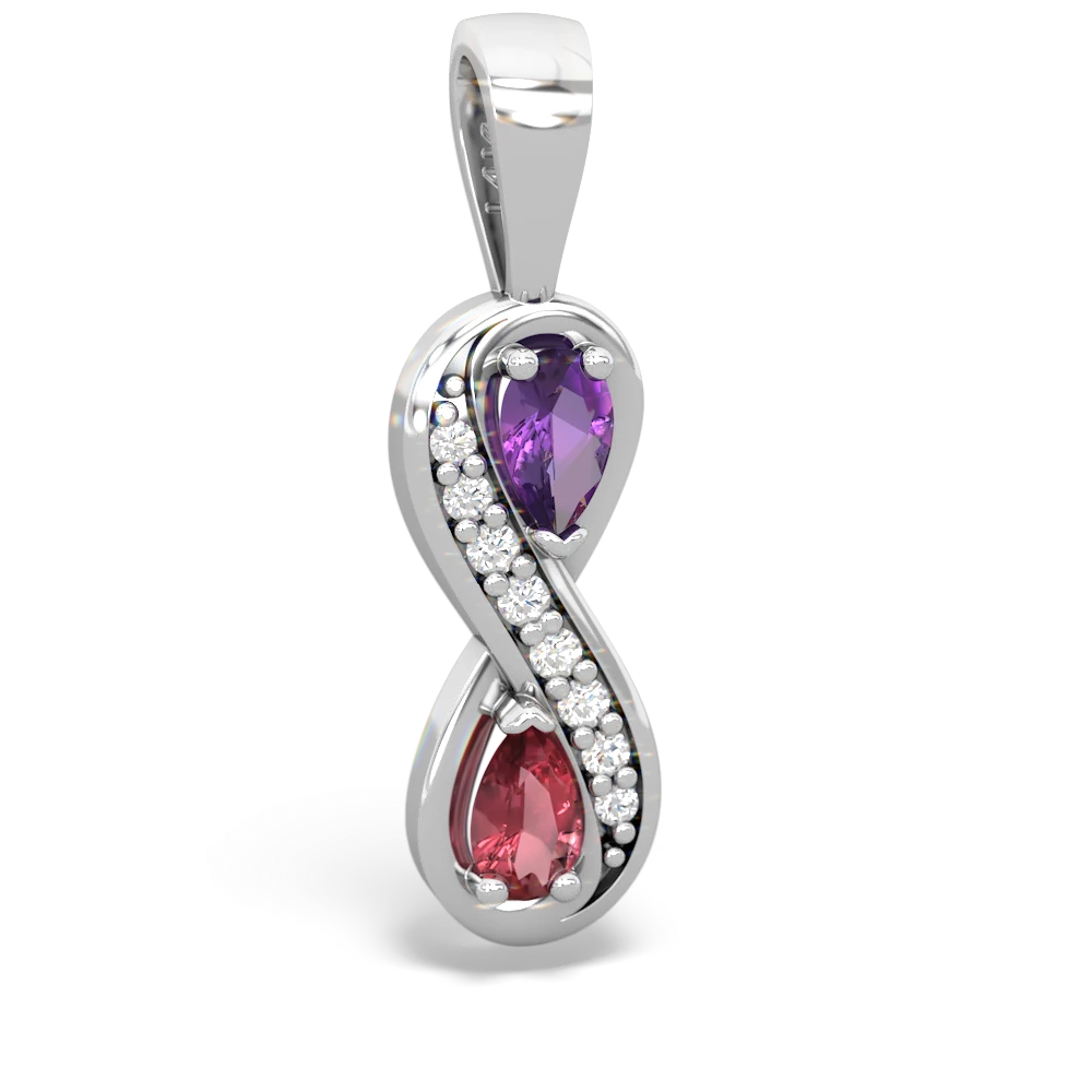 Amethyst Diamond Infinity 14K White Gold pendant P5390