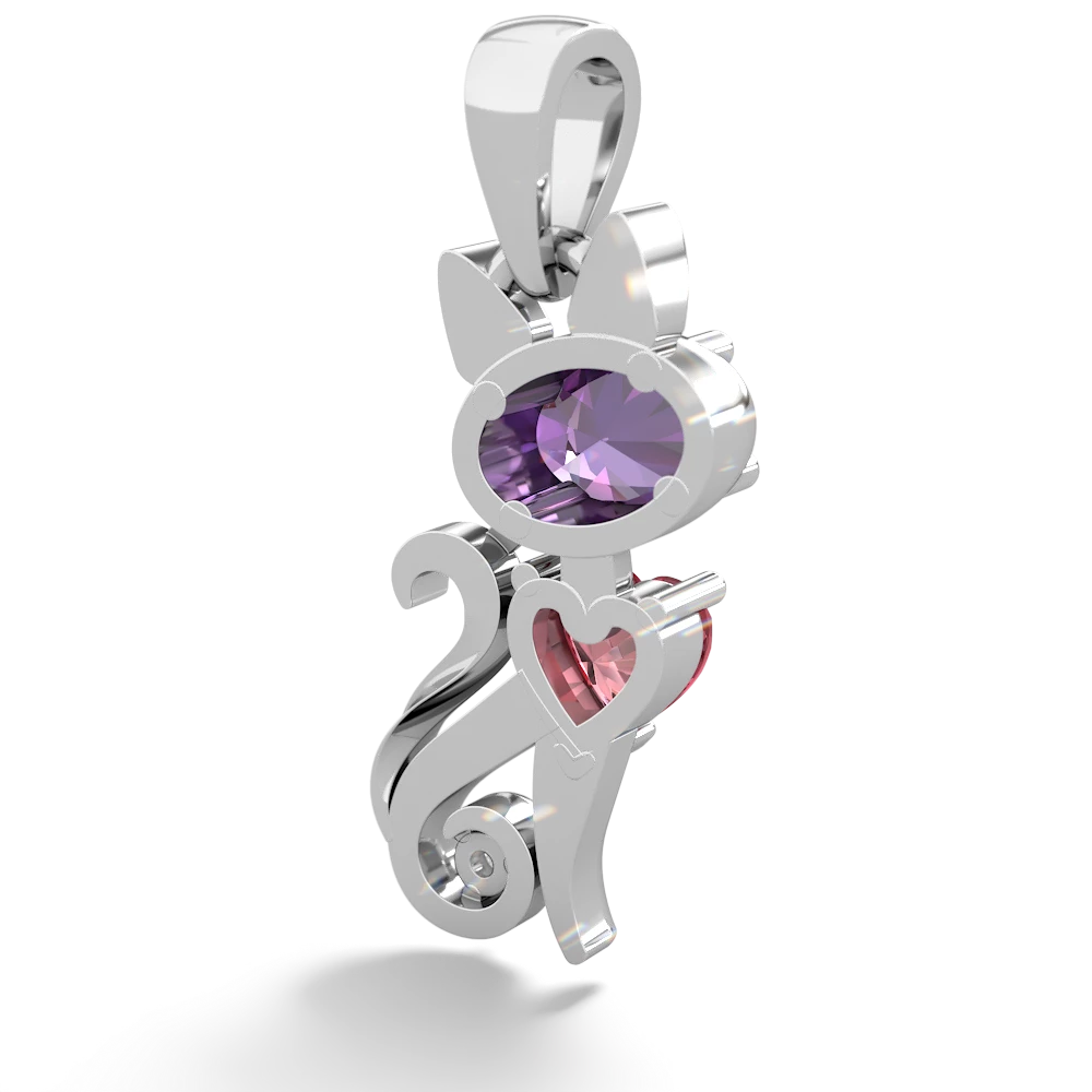 Amethyst Kitten 14K White Gold pendant P5780