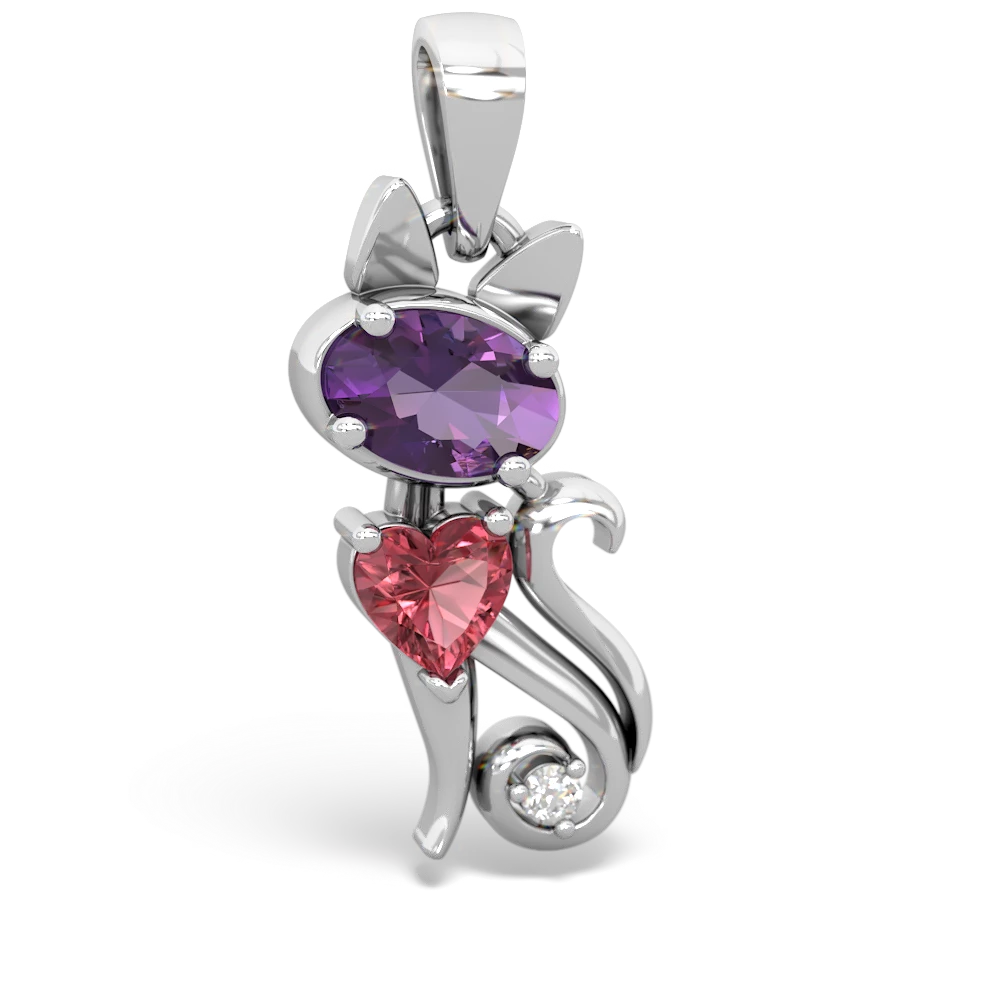 Amethyst Kitten 14K White Gold pendant P5780