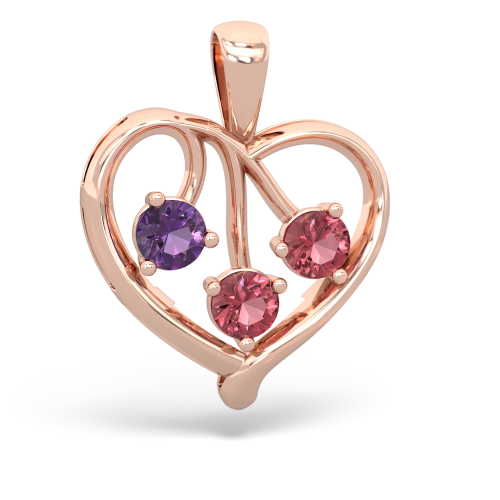 Amethyst Glowing Heart 14K Rose Gold pendant P2233