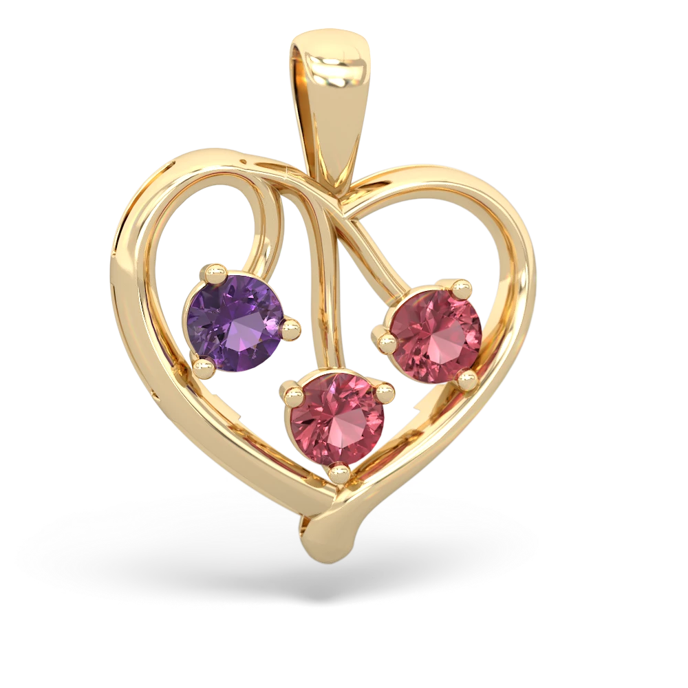 Amethyst Glowing Heart 14K Yellow Gold pendant P2233