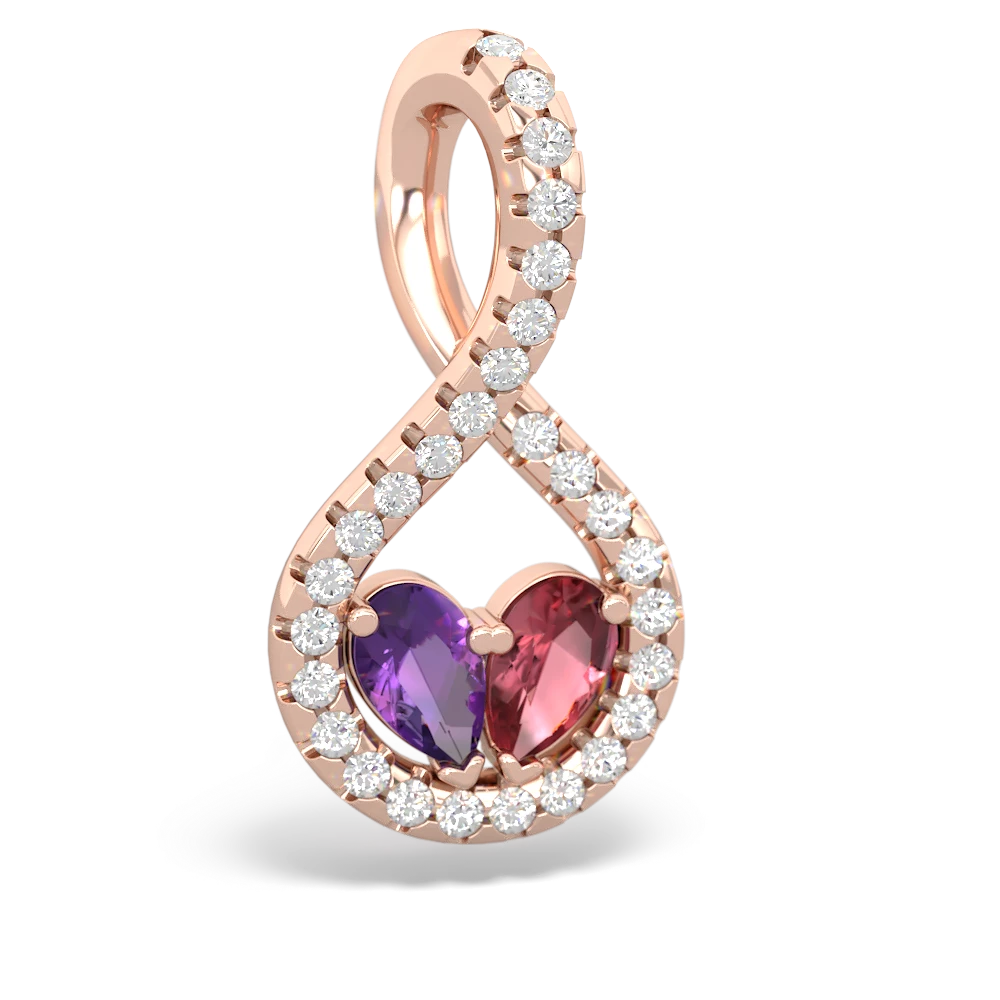 Amethyst Pave Twist 'One Heart' 14K Rose Gold pendant P5360