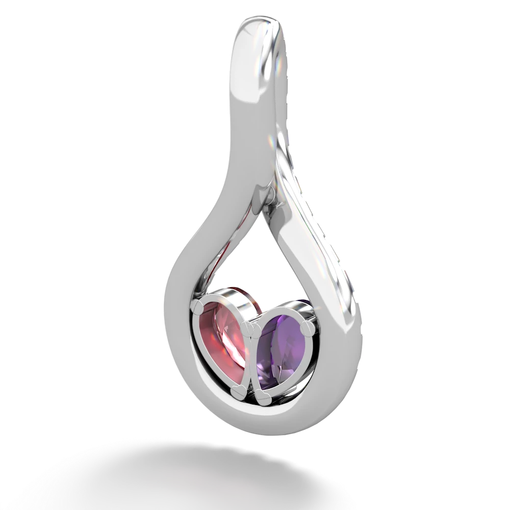 Amethyst Pave Twist 'One Heart' 14K White Gold pendant P5360