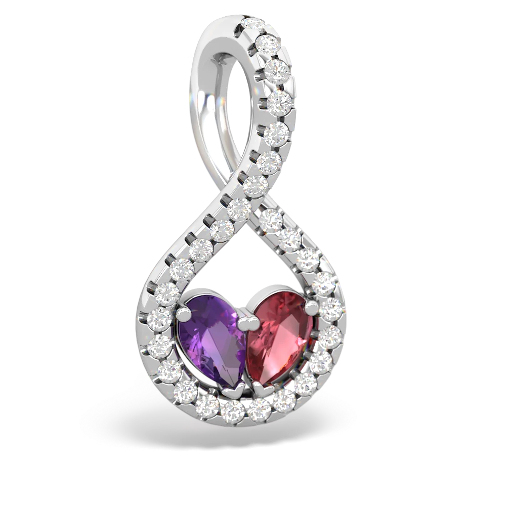 Amethyst Pave Twist 'One Heart' 14K White Gold pendant P5360