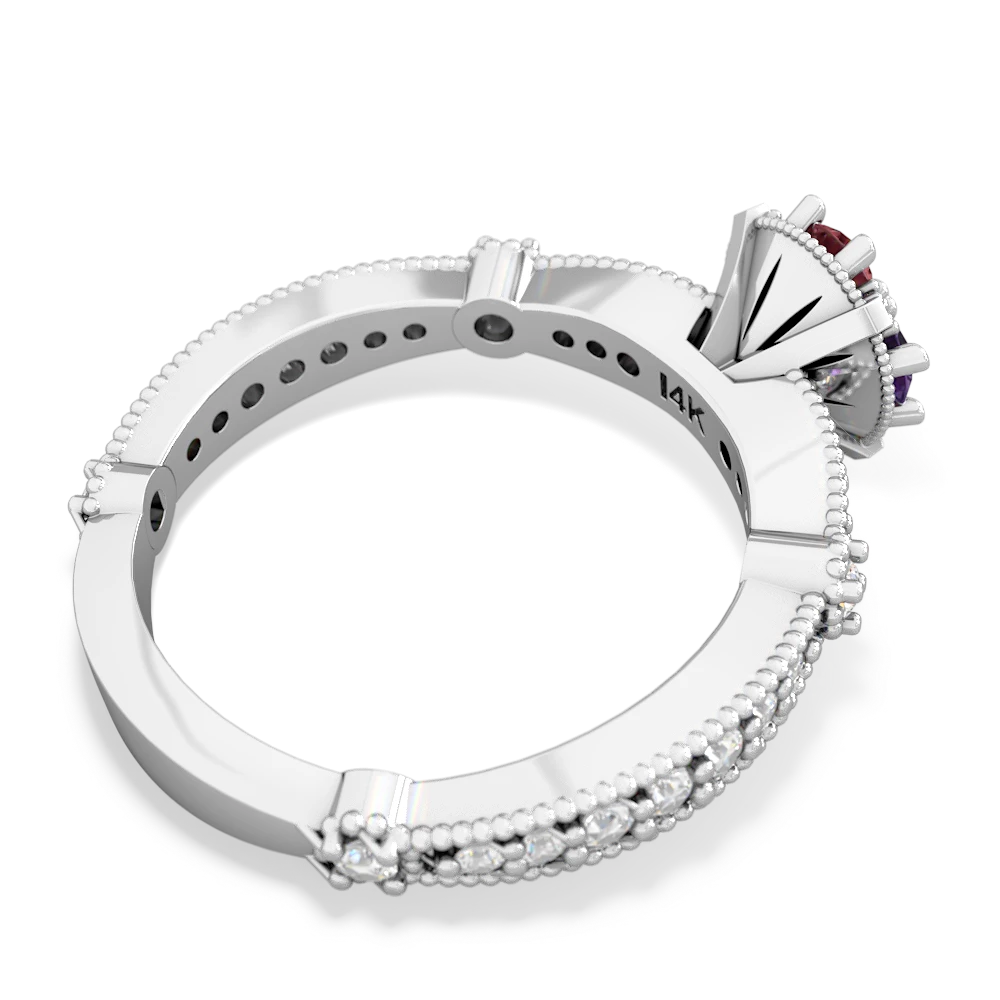 Amethyst Sparkling Tiara Cluster 14K White Gold ring R26293RD