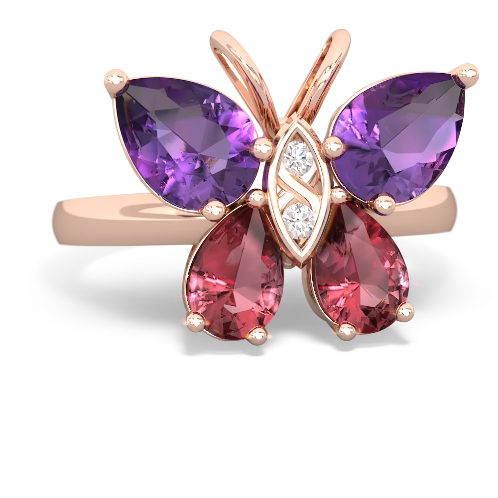 Amethyst Butterfly 14K Rose Gold ring R2215