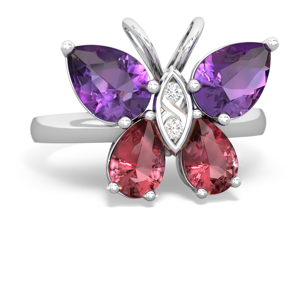 Amethyst Butterfly 14K White Gold ring R2215