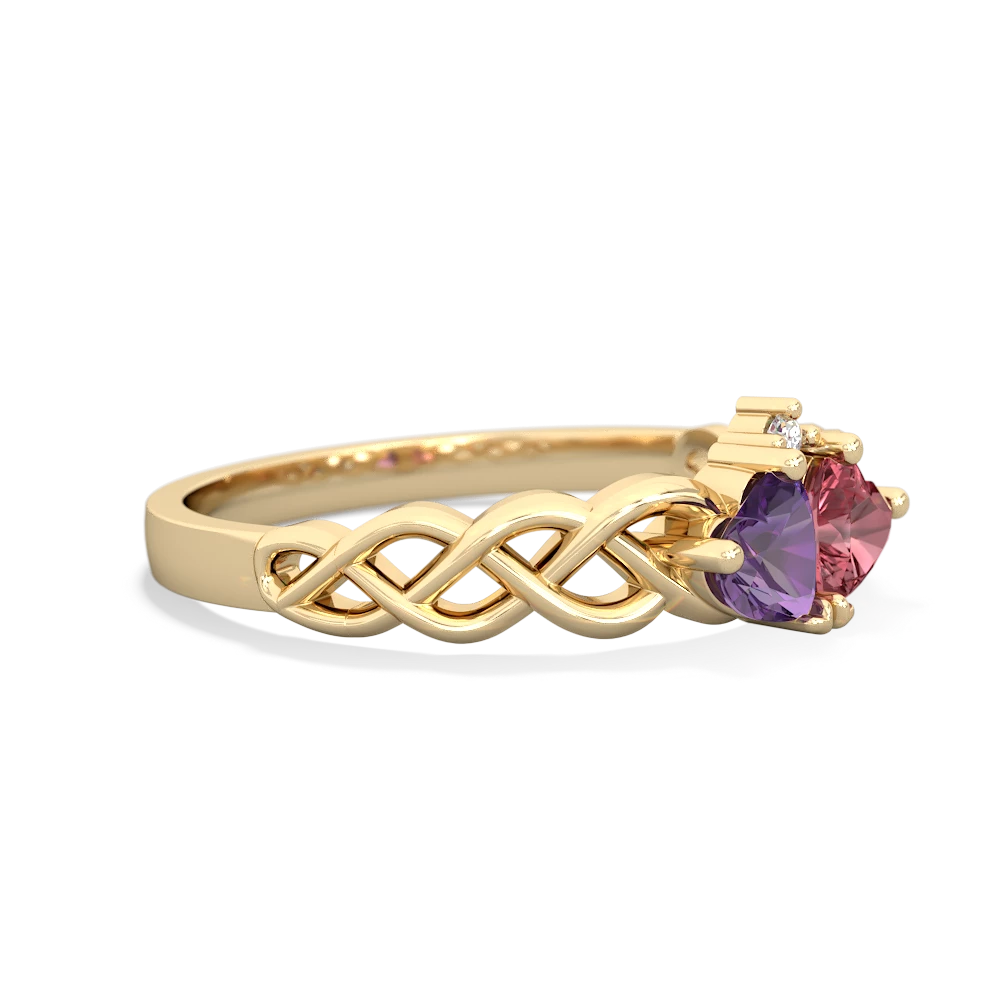 Amethyst Heart To Heart Braid 14K Yellow Gold ring R5870