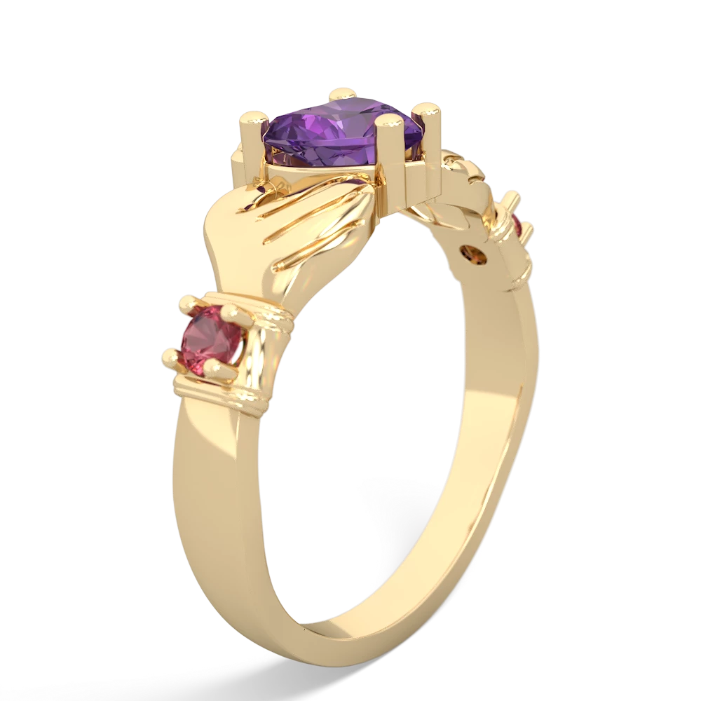 Amethyst Claddagh Keepsake 14K Yellow Gold ring R5245