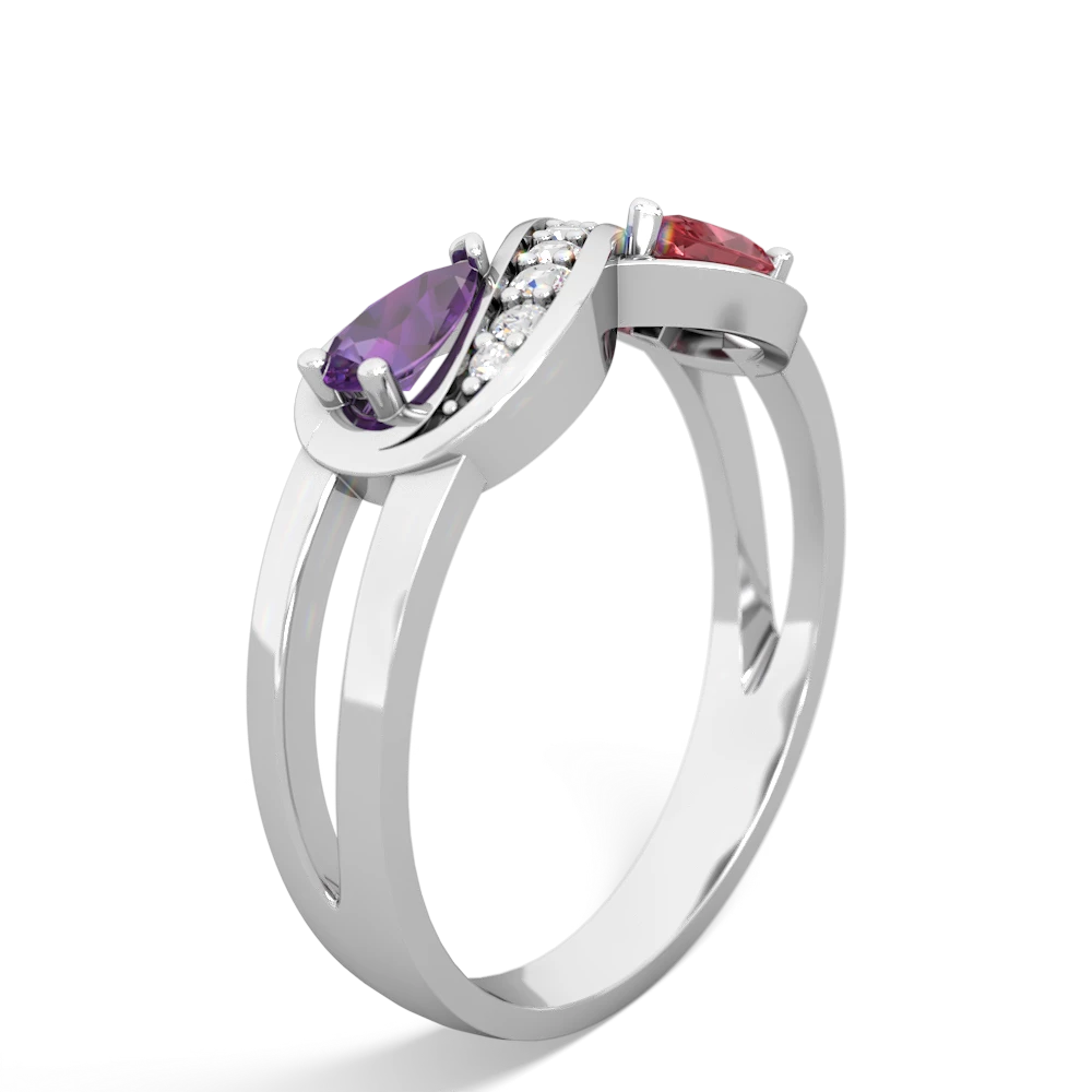 Amethyst Diamond Infinity 14K White Gold ring R5390