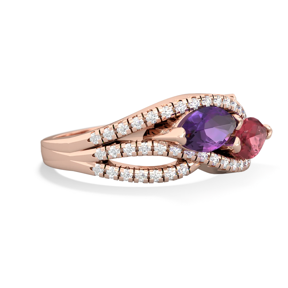 Amethyst Diamond Rivers 14K Rose Gold ring R3070