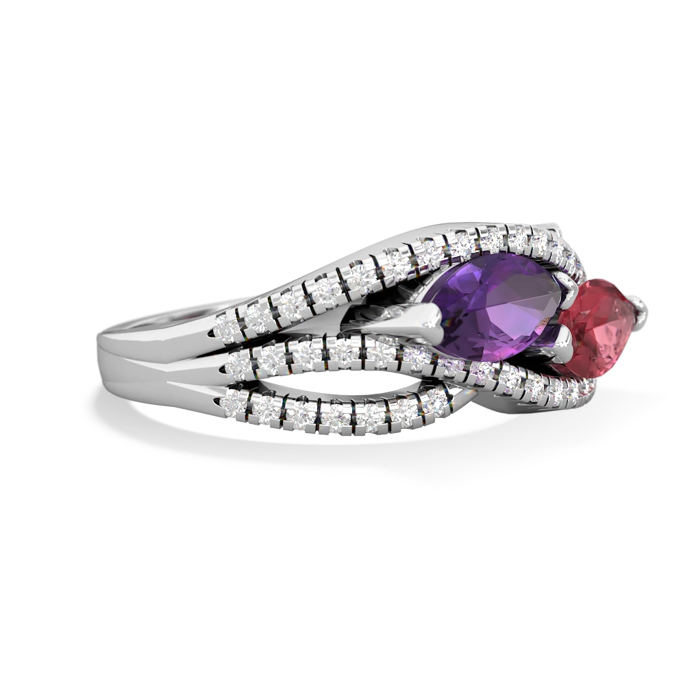 Amethyst Diamond Rivers 14K White Gold ring R3070