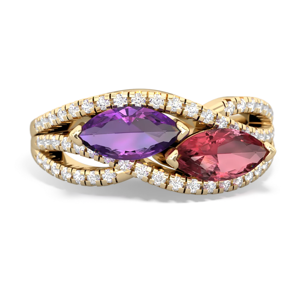 Amethyst Diamond Rivers 14K Yellow Gold ring R3070