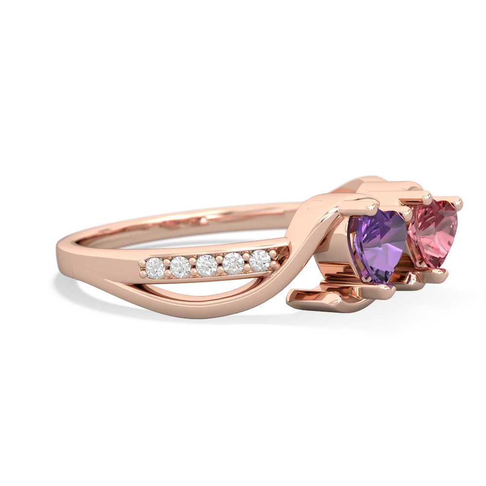 Amethyst Side By Side 14K Rose Gold ring R3090