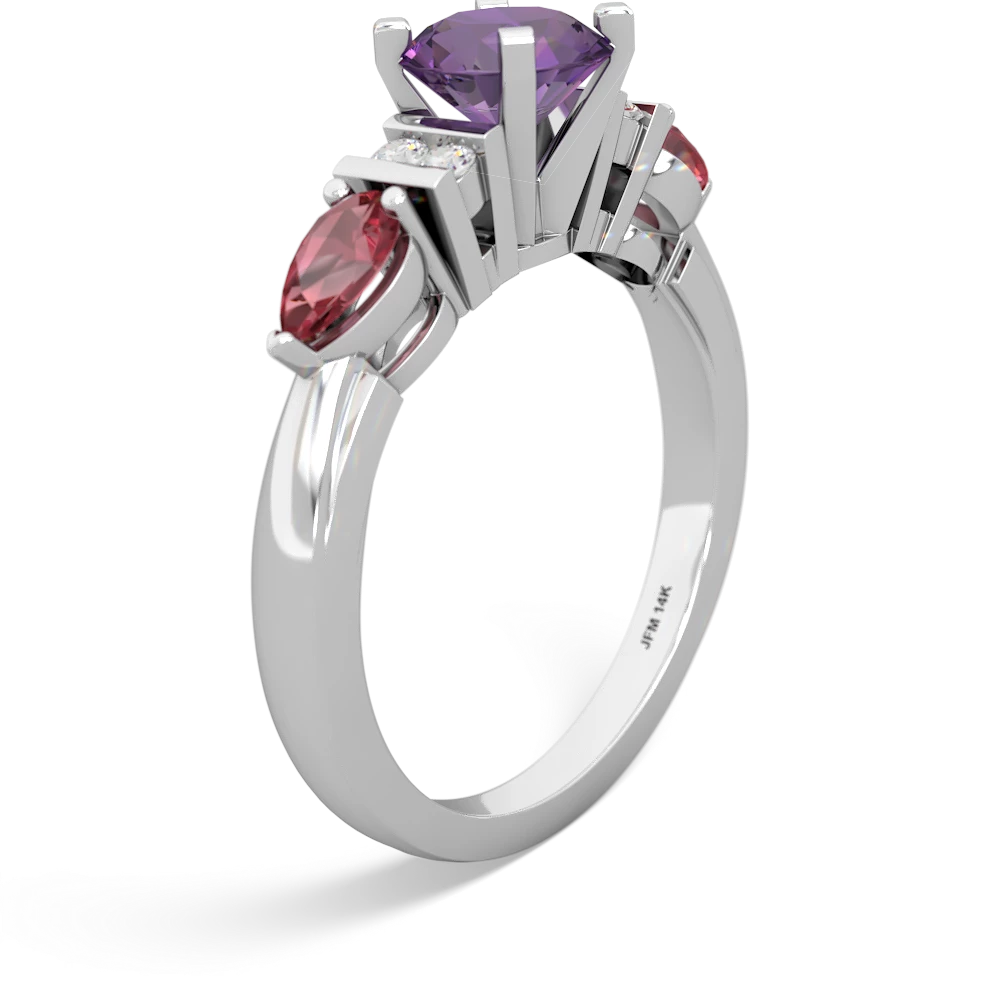 Amethyst 6Mm Round Eternal Embrace Engagement 14K White Gold ring R2005