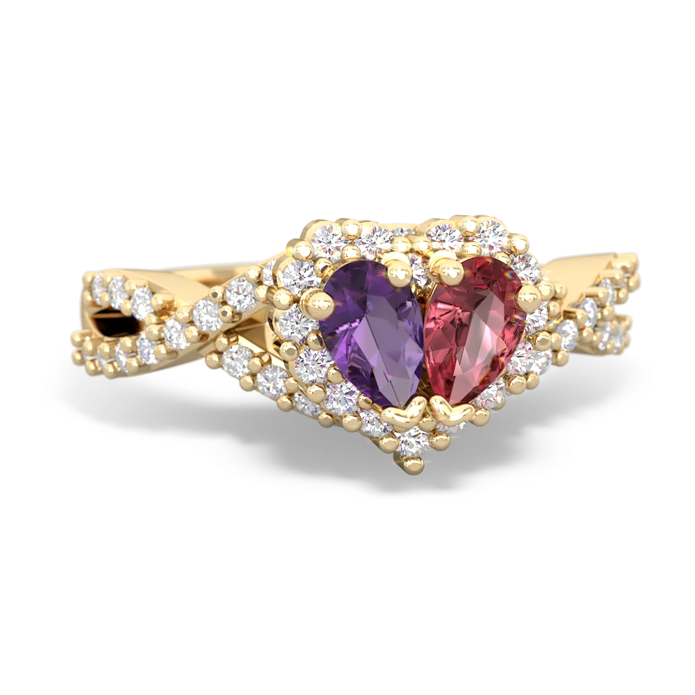 Amethyst Diamond Twist 'One Heart' 14K Yellow Gold ring R2640HRT