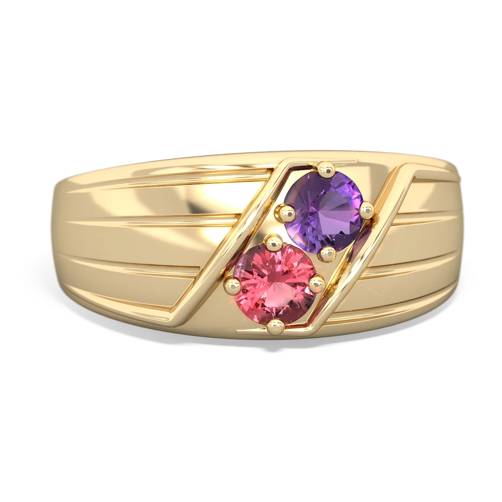 Amethyst Men's Streamline 14K Yellow Gold ring R0460