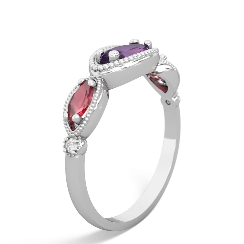 Amethyst Milgrain Marquise 14K White Gold ring R5700