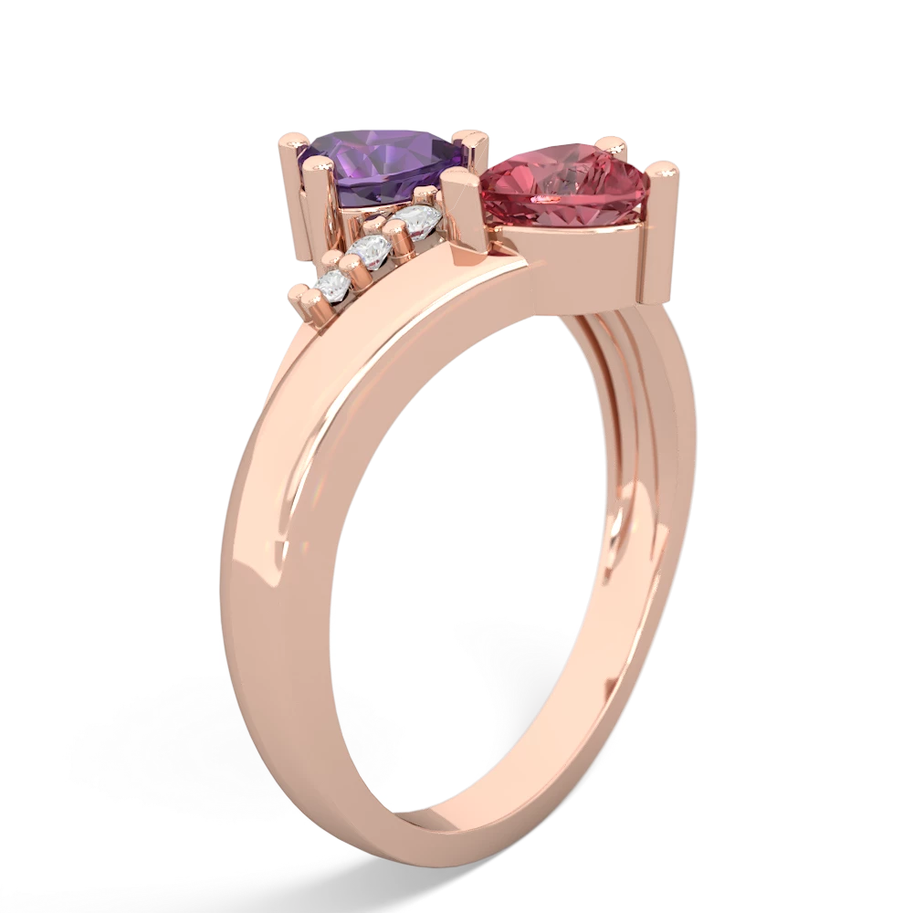 Amethyst Heart To Heart 14K Rose Gold ring R2064