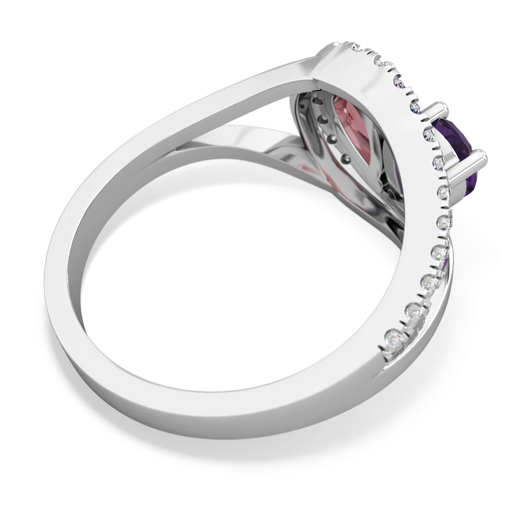 Amethyst Nestled Heart Keepsake 14K White Gold ring R5650