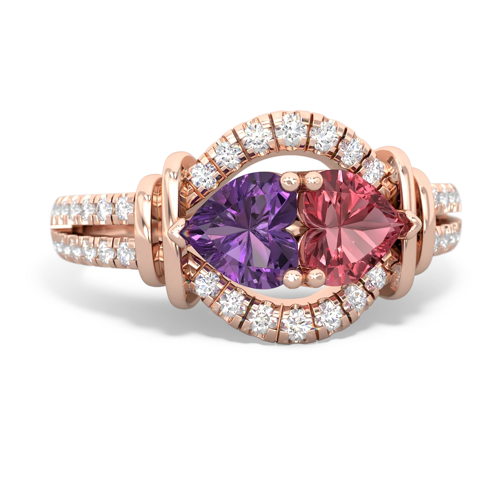 Amethyst Art-Deco Keepsake 14K Rose Gold ring R5630
