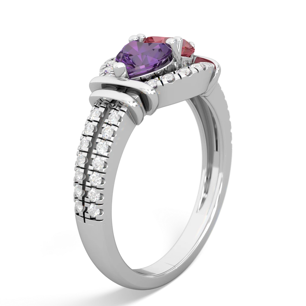 Amethyst Art-Deco Keepsake 14K White Gold ring R5630