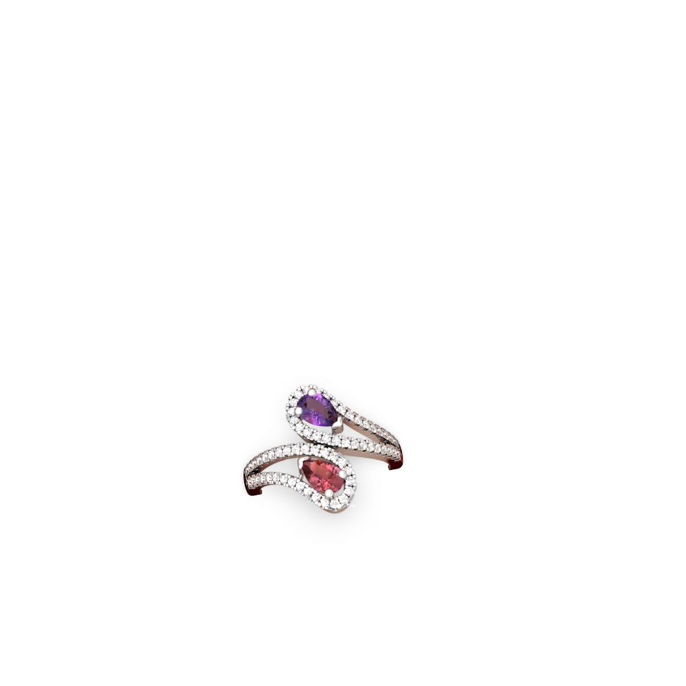 Amethyst Diamond Dazzler 14K White Gold ring R3000