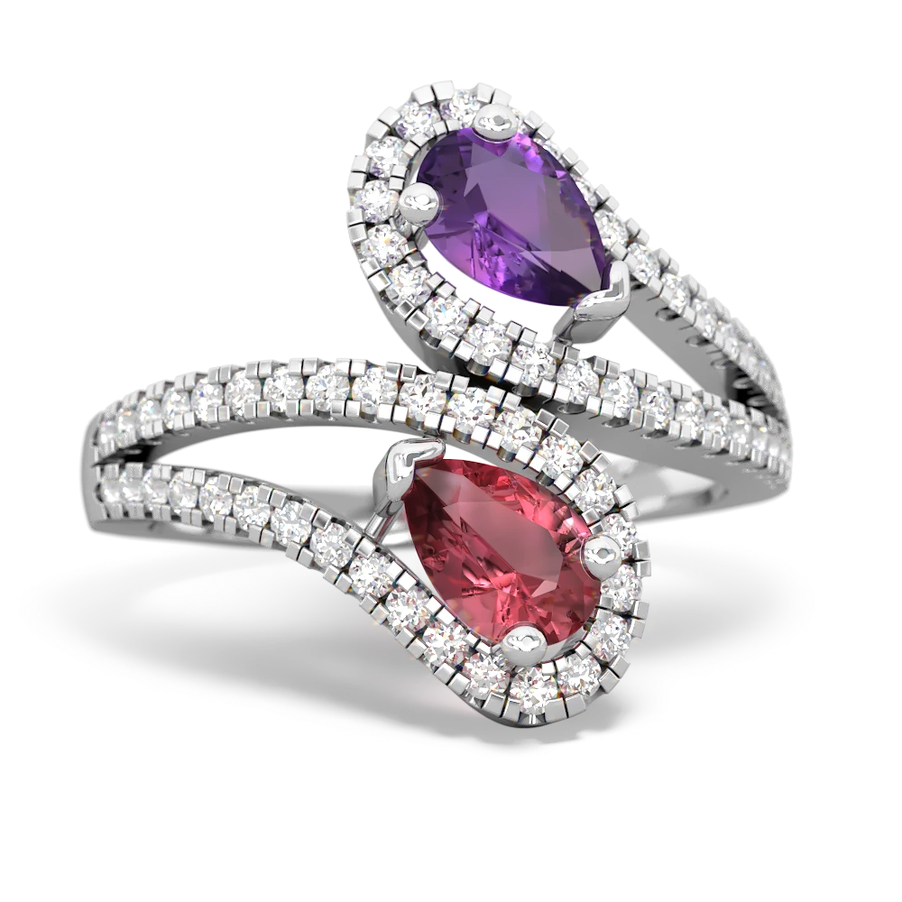 Amethyst Diamond Dazzler 14K White Gold ring R3000