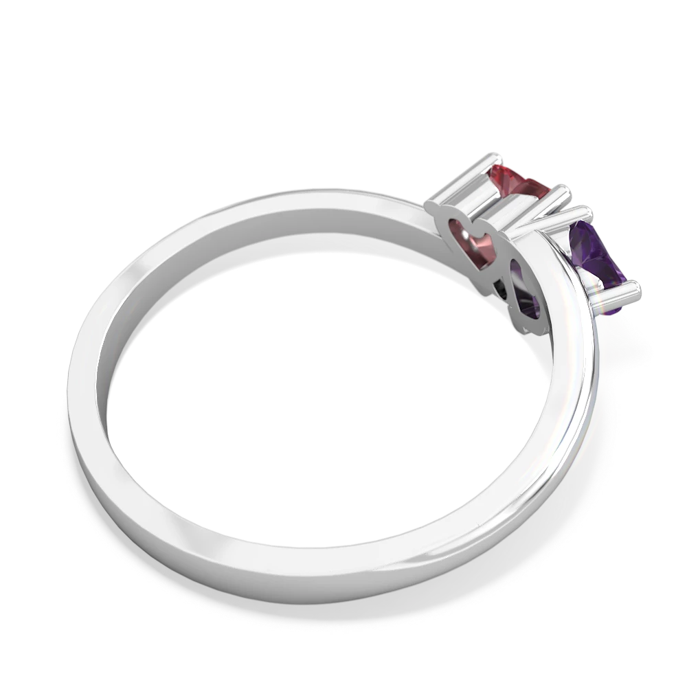 Amethyst Sweethearts 14K White Gold ring R5260