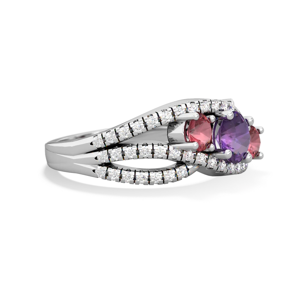 Amethyst Three Stone Aurora 14K White Gold ring R3080