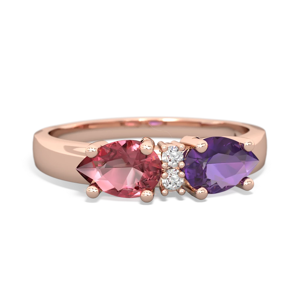 Amethyst Pear Bowtie 14K Rose Gold ring R0865