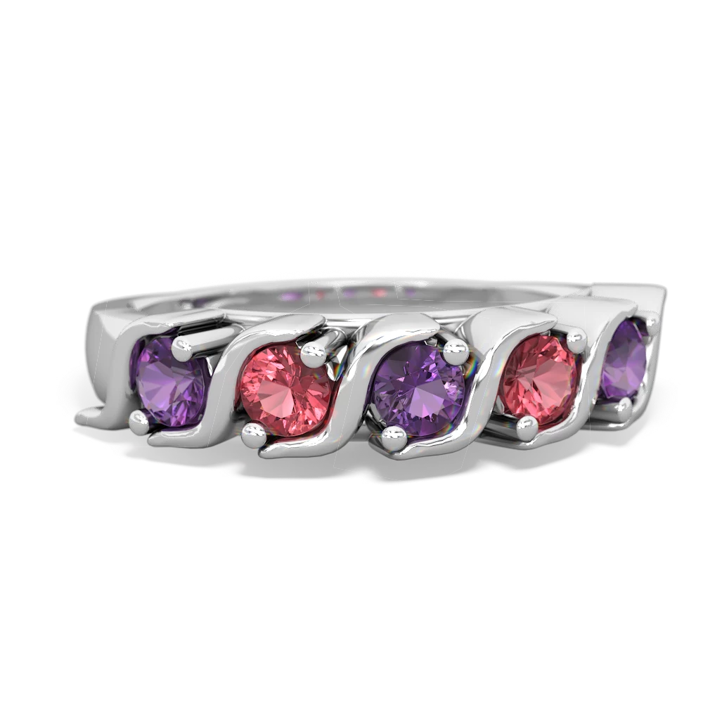 Amethyst Anniversary Band 14K White Gold ring R2089