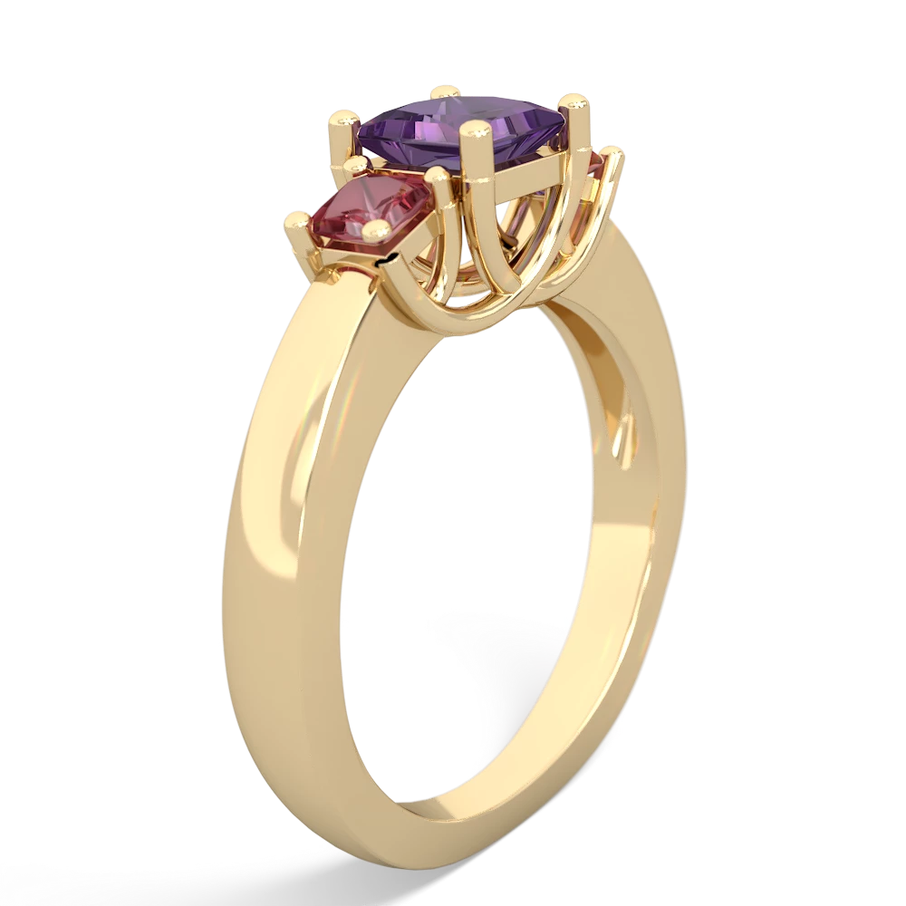 Amethyst Three Stone Trellis 14K Yellow Gold ring R4015