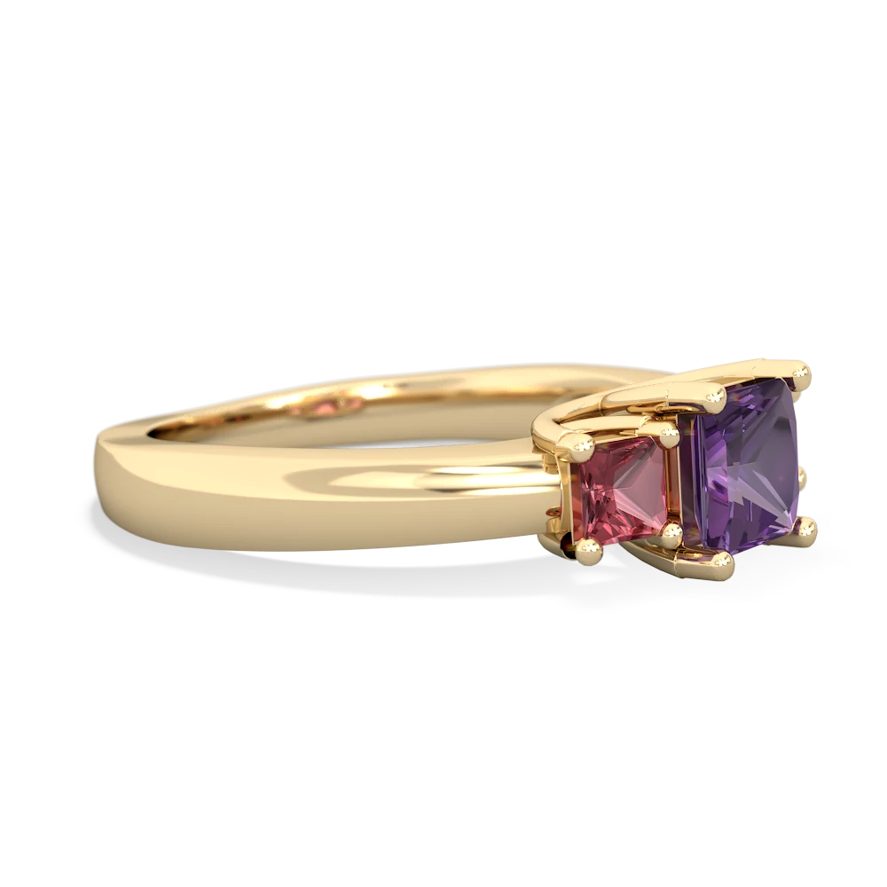 Amethyst Three Stone Trellis 14K Yellow Gold ring R4015