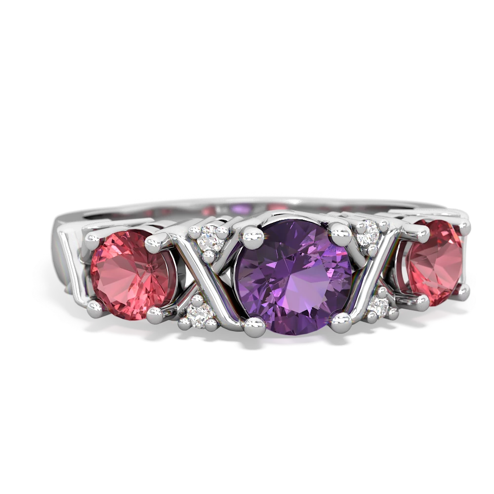 Amethyst Hugs And Kisses 14K White Gold ring R5016