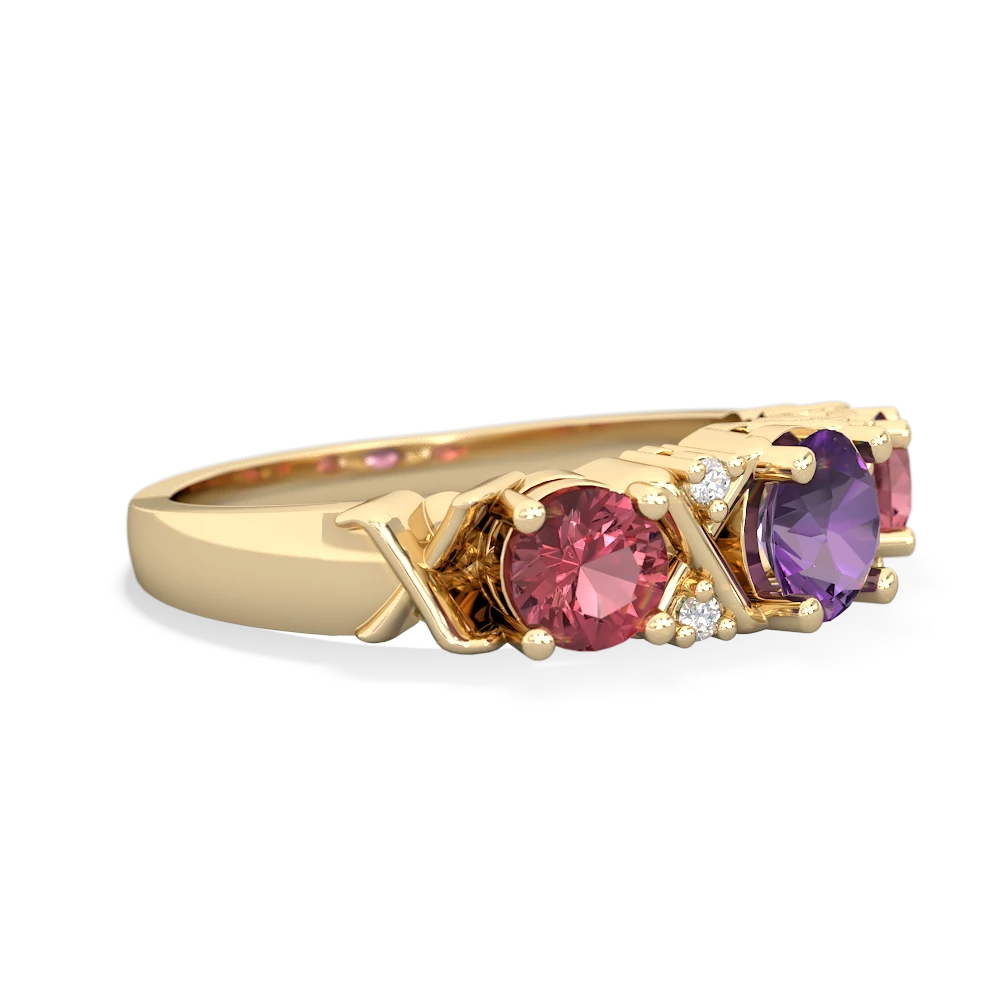 Amethyst Hugs And Kisses 14K Yellow Gold ring R5016