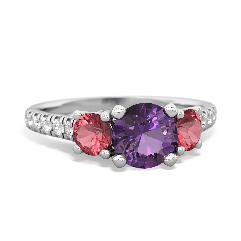 Amethyst Pave Trellis 14K White Gold ring R5500