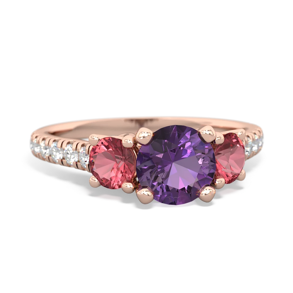 Amethyst Pave Trellis 14K Rose Gold ring R5500